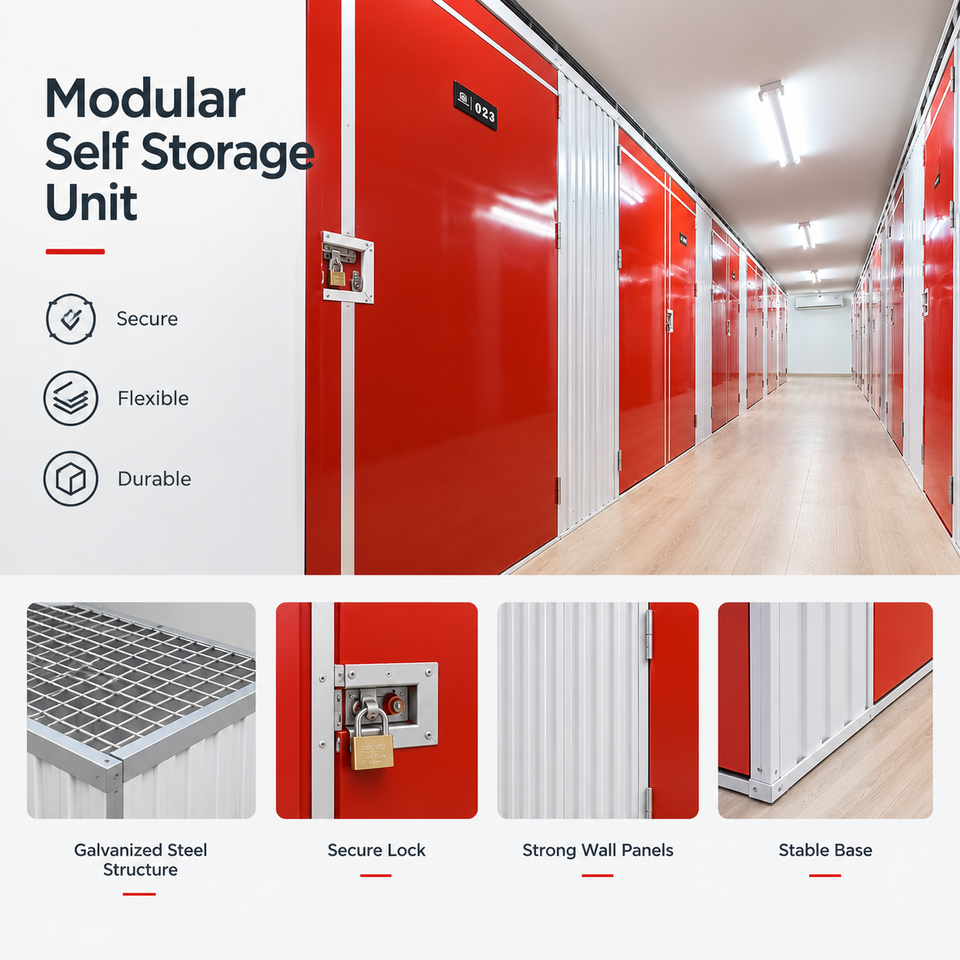 Storage Unit Partitioning Modular Prefabricated Self Storage Room Unit Modular Steel Storage Compartment ...