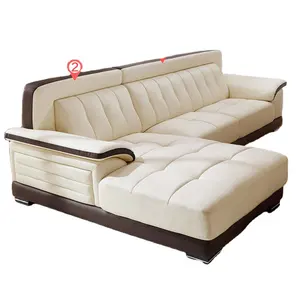 Sofá de couro europeu europeu moderno, grande conjunto de sofá de couro