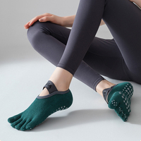 Chaussettes de sport de yoga à cinq doigts respirantes à séchage rapide antidérapantes à impression numérique personnalisée antibactériennes de haute qualité pour femmes