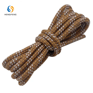 <strong>Brown</strong> Base White Dot Interwoven Round Braided 4.7mm Printed Two Tone Polyester <strong>Shoelaces</strong> for Hiking Boots Casual Sneakers - Product Image 1