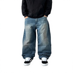 High Quality American Homme Black Straight Mid Waist Breathable Cotton Denim Pants <b>Hip</b> Hop Plus Size Men's Jeans Sale - Product Image 3