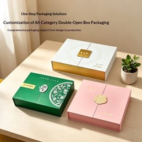 Boîte à double ouverture personnalisée avec fermeture magnétique pour cadeaux, thé, produits de soin de la peau ; gaufrage de logo disponible, designs clients