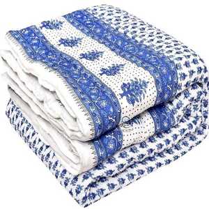 Colcha Kantha Reversible Ligera Hecha a Mano, Diseño de Patchwork, Algodón Lavable, Estilo Simple para Uso en Hoteles y Hogares - Product Image 1