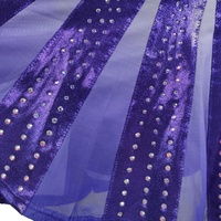 Costumes de danse personnalisés en gros, haut et jupes violets en deux pièces avec strass scintillants pour les compétitions de danse