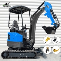 Mini Excavator EPA Farm LAWNIO Canopy Kubota dengan Track Karet, Hydraulic Thumb, untuk Kebun dan Perkebunan, Mini Excavator Pro