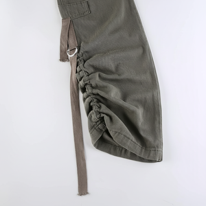 Pantalones vaqueros Cargo de pierna ancha rectos con bolsillo y solapa holgados de cintura alta para mujer XL transpirable ajuste relajado para ropa de calle Y2K moda Grunge - Product Image 1