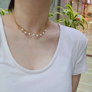 Collar de Perlas Hecho a Mano con Cadena de Cuentas en Forma de V, Importado de EE. UU., Chapado en Oro de 14K, Collar de Perlas Naturales de Agua Dulce de 6-6.5mm - Product Image 4