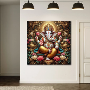 لوحات قماشية بالجملة لتماثيل غانيش وبوذا، طباعة فنية للجدران، تصميم فني قماشي لديكور المنزل - Product Image 5