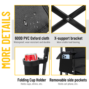 야외 휴대용 접이식 캠핑 의자 초경량 패딩 처리된 단단한 팔걸이 옥스포드 원단 체육관용 - Product Image 3