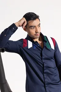 Camisa de Manga Larga con Cuello Abotonado, Tejido 100% Algodón, Diseño Sólido, Casual, Verano, Transpirable, Secado Rápido - Product Image 3