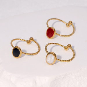 Bague ouverte ajustable en acier inoxydable, best-seller transfrontalier, style Instagram, rétro français, luxe léger, titane J - Product Image 1