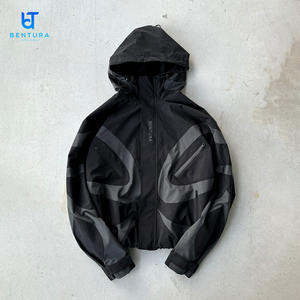 Chaqueta de chándal cortavientos de nailon ligera impermeable de retazos en blanco con diseño personalizado y cremallera completa para hombre - Product Image 6