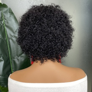 Salvietta vergine grezza a buon mercato all'ingrosso 100% capelli umani naturale nero crespo ricci afro ricci regolare bang <span class=keywords><strong>parrucca</strong></span> 6 pollici - Product Image 5
