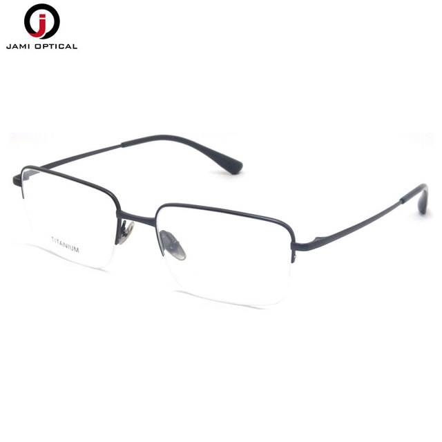 Lightweight Pure Titanium Frames Glasses Square Half Frames Titanium Nose Pads Men Optical Frames