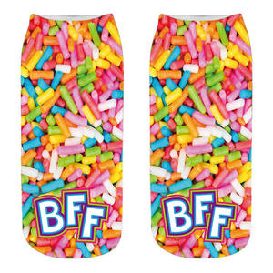 Mujeres y hombres personalizados Impresión 3D Bright Fun Food Fruits Sweeties Donuts <span class=keywords><strong>Odd</strong></span> Future <span class=keywords><strong>Calcetines</strong></span> tobilleros - Product Image 3