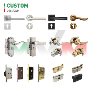MVM manija de cerradura de puerta de madera de dormitorio de oro de níquel cepillado con logotipo personalizado manija de puerta de diseño de palanca de habitación de China de aleación de aluminio - Product Image 2