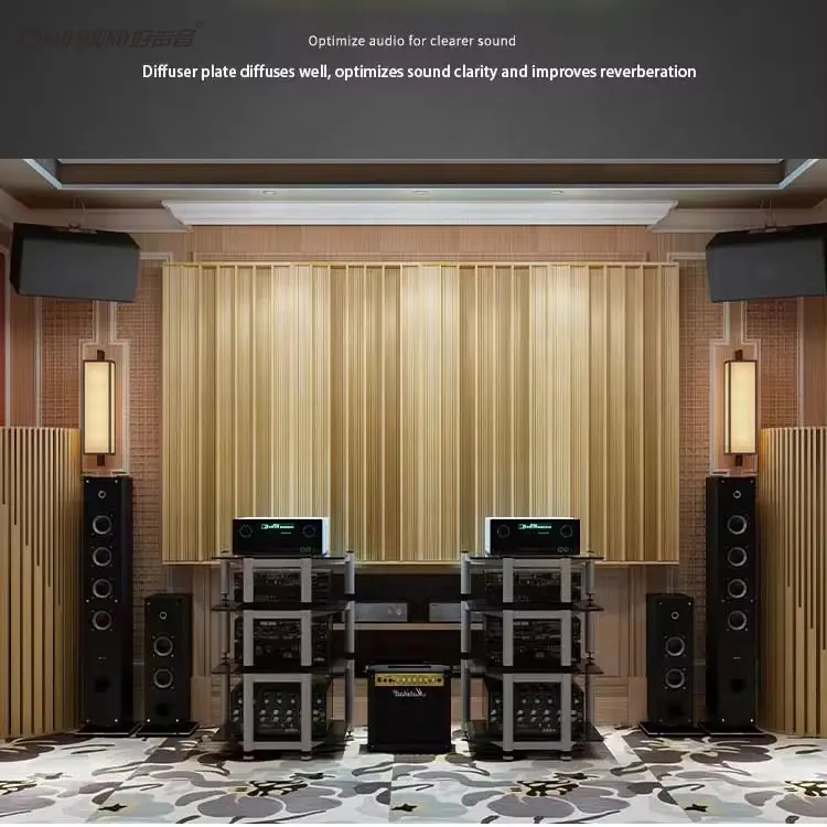 Goodsound جدار مانع لنزع الصوت ركن خشبي يمتص الصوت الفخاري والباس لوحات صوتية لاستديو التسجيل