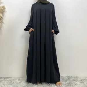 Muslim Abaya Dresses 2023 High Quality 10 Colors Chiffon Long Sleeve Net Maxi Dress For Muslim Women Ramanda Eid Fashion