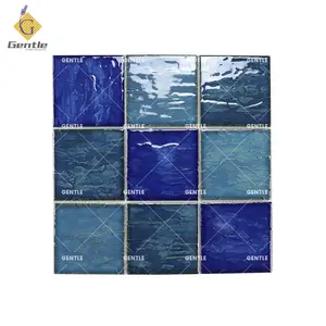 Austrália mosaico de porcelana para piscina, em relevo, textura de mármore, azul misto, antiderrapante, cerâmica, verde, mosaico