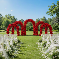 Ensemble floral d'arche rouge, arrangement d'arche de fleurs artificielles, fleurs en soie pour la décoration de scène de mariage, décoration d'arche de mariage
