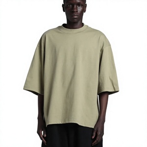Camiseta de Manga Corta para Hombre, Cuello Redondo, Color Sólido, Corte Holgado, 100% Algodón Jersey, Tejido Liso, Largo Regular - Product Image 1