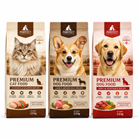 Ensemble de sacs d'emballage pour aliments pour animaux de compagnie en néon noir avec illustrations réalistes de chats, chiens et chiots, pochette imprimée personnalisée à contraste élevé