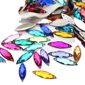 Diamantes de imitación sueltos para coser, diamantes de imitación acrílicos con forma de ojo de caballo de 7*15mm con 2 agujeros para ropa, accesorios de ropa - Product Image 1