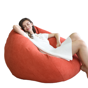 Fauteuil pouf en coton de style contemporain moderne, design asiatique européen chinois, confortable, convertible, en tissu et mousse - Product Image 1