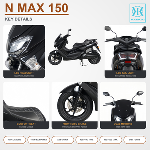 Scooter à essence sport 150cc, refroidissement par air, moteur 10 kW, double amortisseur arrière, frein à disque avant, poignée arrière, fournisseur en gros - Product Image 2