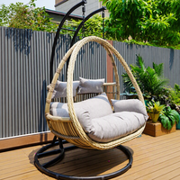 Fauteuil suspendu double pour patio, chaise suspendue en forme d'œuf pour 2 personnes, avec coussin, siège en rotin PE, moderne, pour salon, cour