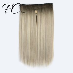 Extension de <span class=keywords><strong>cheveux</strong></span> <span class=keywords><strong>Halo</strong></span> en <span class=keywords><strong>cheveux</strong></span> humains russes, une seule pièce, à clipser, double épaisseur, avec fil de pêche - Product Image 2