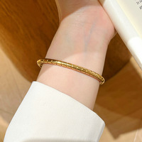 Bracelet minimaliste en bambou Resoul, bracelet jonc articulé en acier inoxydable étanche pour femme, cadeau de fête ou de mariage