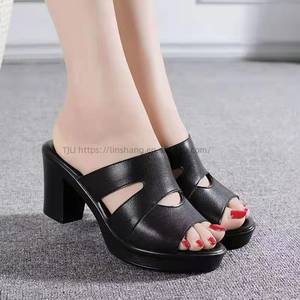 Casual <b>Heeled</b> Sandals for Plus Size Women Retro Summer Trendy Thick-<b>Heeled</b> Mom High-<b>Heeled</b> Waterproof <b>Platform</b> - Product Image 2