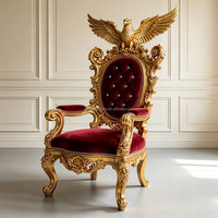 Fauteuil de luxe français en bois massif, style aigle, pour villa, salon, mobilier européen baroque, canapé en velours rouge et bois sculpté doré