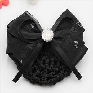 Tête coréenne fleur <span class=keywords><strong>doux</strong></span> bureau filet à cheveux Satin pince à cheveux couverture filet Tulle curling nœud papillon chignon <span class=keywords><strong>Snood</strong></span> femmes cheveux accessoires - Product Image 2