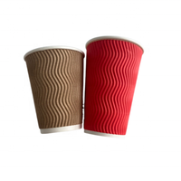 Heepack gobelets en papier kraft jetables imprimés avec logo personnalisé tasses à café ondulées à double paroi avec couvercle de 4oz 8oz 20oz tailles