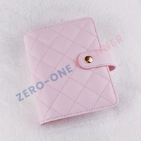 Vente en gros de classeur à anneaux en cuir PU noir avec enveloppes et argent Portefeuille personnalisé galet A4 A5 A6 A7