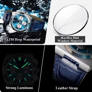 Montres-bracelets de luxe POEDAGAR 970 en quartz pour hommes d'affaires, étanches, lumineuses, chronographe, montres pour hommes, Montre Homme, Relojes - Product Image 6