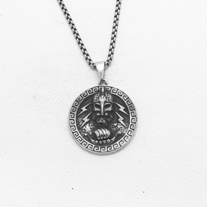 yunnique Stainless Steel Viking Pendant Necklace Unisex Round <b>Gothic</b> Style Fashion Jewelry Chain for Men Women - Product Image 1