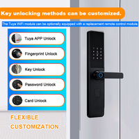 Serrure intelligente WiFi TUYA avec empreinte digitale, mot de passe, carte-clé, cylindre réel 6068 en alliage d'aluminium, 4 piles AA
