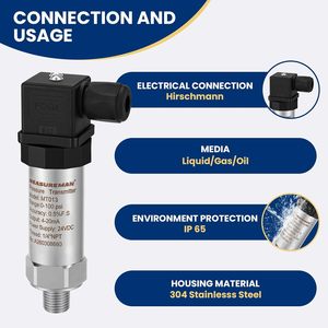 Measureman เครื่องส่งสัญญาณความดัน0-100 PSI 4-20mA 24V DC 1/4 NPT - Product Image 3