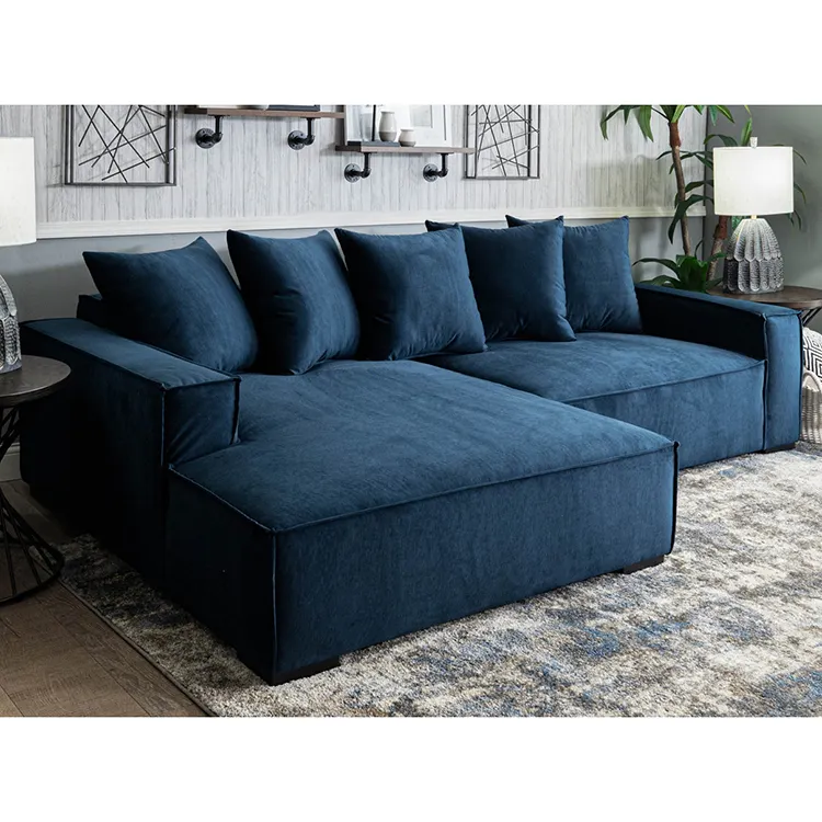 L hình dạng đám mây hiện đại phòng khách 2 mảnh Bọc Góc sofa cắt với Ottoman