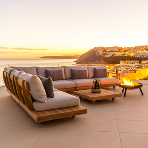 Hiện Đại Đồ Nội Thất Gỗ Rắn Biệt Thự Phòng Khách Gỗ Tếch Sofa Khách Sạn Ngoài Trời Tối Giản Sân Vườn Sofa Set - Product Image 1