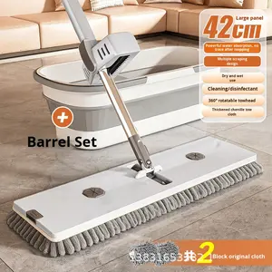Mop Piatto Chenille Senza Mani, Nuovo Strumento Domestico per Pulizia Rapida, Regolazione Asciutto e Bagnato - Product Image 4