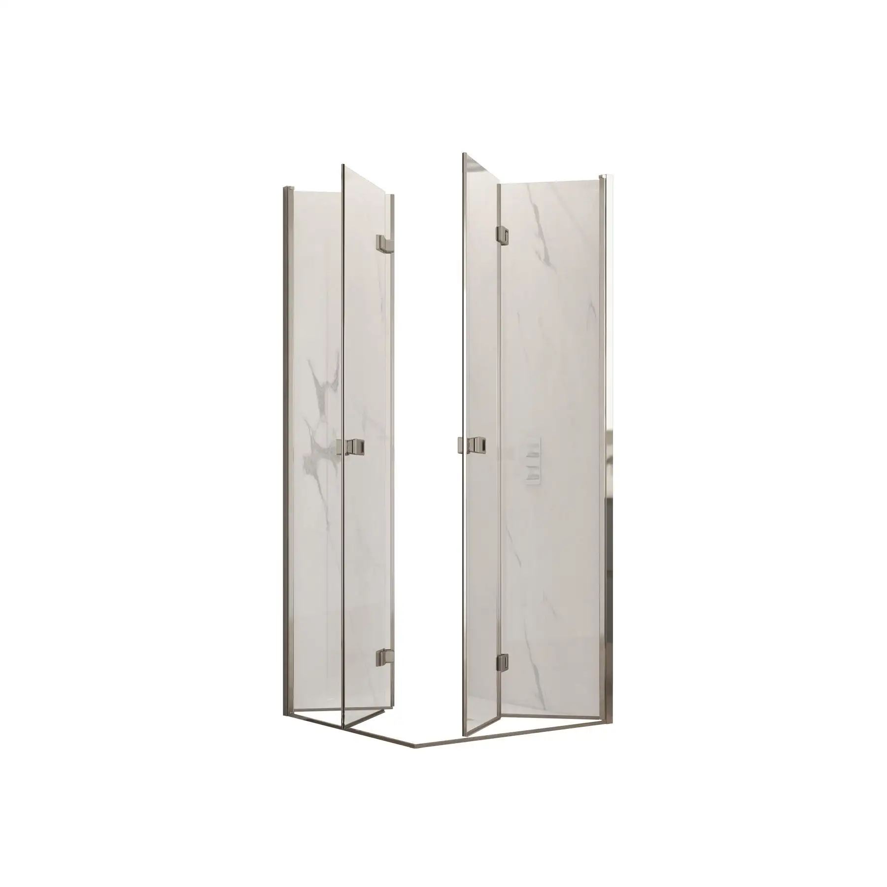 Harmony A2S Half Corner Shower - 6mm Glass & Polished Aluminum - Folding Opening - 98-100x200cm - Space-Saving Design
