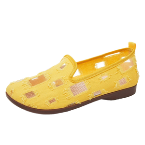 Summer New Style Women's Closed Toe PVC Hollow Fabric Slip-On Breathable <b>Flats</b> - Product Image 1