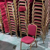 Vente directe d'usine, chaise en métal rétro pour restaurant extérieur, mariage, banquet, salle de réunion, avec coussin, empilable, chaise d'hôtel