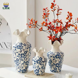 Tùy Chỉnh Hot Bán Nghệ Thuật Trang Trí Hiện Đại Màu Sắc Phổ Biến Khách Sạn Hội Trường Màu Xanh Trắng Gốm Tabletop Bình Gốm Cho Trang Trí Nội Thất Bình Hoa - Product Image 6