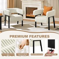 Chaise d'appoint en velours côtelé confortable de loisirs Fauteuil rembourré moderne avec pieds en bois massif pour salon salle à manger utilisation en extérieur