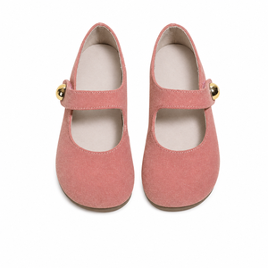 Scarpe Mary Jane <span class=keywords><strong>per</strong></span> Bambine in Finta Pelle Scamosciata Rosa con Bottone Dorato, <span class=keywords><strong>Ballerine</strong></span> Comode Imbottite <span class=keywords><strong>per</strong></span> Bambini - Product Image 6